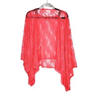 Coral Boho Tunic Lace Summer Top with Swarovski Crystals on the Straps.